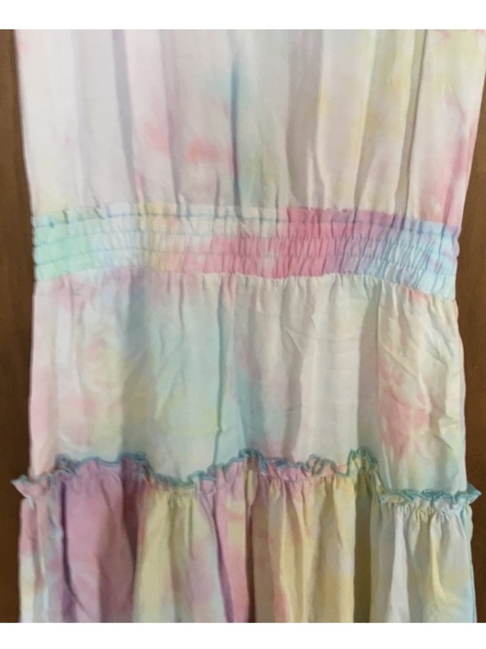 Rue21 dress puff sleeve pastel tie dye w tassel tie boho festival western S jrs - Picture 14 of 17